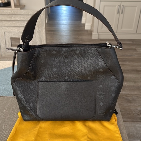 MCM Black Textured Logo Satchel - Picture 2 of 6